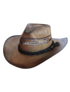 Béžový slaměný western klobouk - Stars and Stripes - Tico