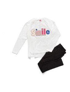 JOYCE Dívčí souprava s tričkem a legínami "SMILE"/Bílá