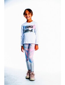 JOYCE Dívčí souprava s legínami a tričkem "CHANGE THE WORLD"/Fialová, bílá