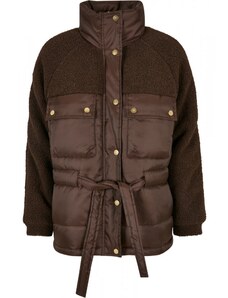 URBAN CLASSICS Ladies Sherpa Mix Puffer Jacket - brown