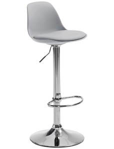Šedá koženková barová židle Kave Home Orlando s bílou podnoží 60-82 cm