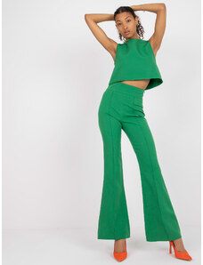 Fashionhunters Zelená dvoudílná souprava s kalhotami s vysokým pasem