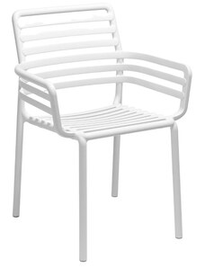 Bílá plastová zahradní židle Nardi Doga s područkami