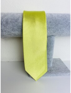 Webmoda Pánská zeleno-žlutá saténová úzká kravata