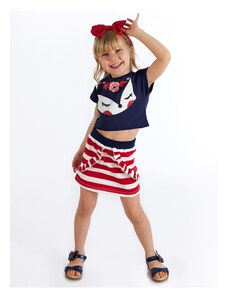 Denokids Fox Ruffled Girl's Crop Top Skirt Set