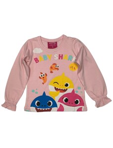 EPlus Dívčí tričko s dlouhým rukávem - Baby Shark růžové