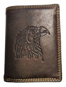 Kožená peněženka s hlavou orla dark brown