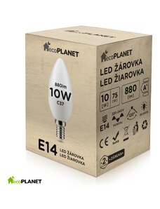 BERGE LED žárovka - ecoPLANET - E14 - 10W - svíčka - 880Lm - studená bílá