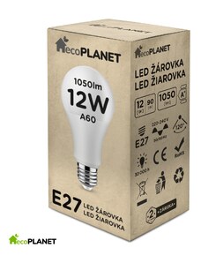 BERGE LED žárovka - ecoPLANET - E27 - 12W - 1050Lm - teplá bílá