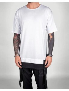 Fashionformen Prodloužené pánské tričko s šlemi BI Liquid bílé