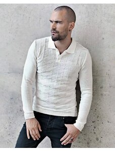 Fashionformen Jedinečný bílý pánský svetřík s knoflíky LAGOS 2411