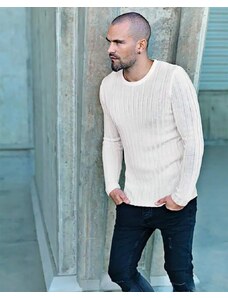 Fashionformen Stylový bílý pánský svetr se vzorem LAGOS 2381