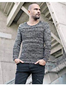 Fashionformen Stylový pánský pulovr černo-šedý LAGOS 2388
