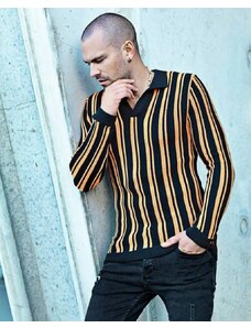 Fashionformen Trendový černo-oranžový pánský svetr LAGOS 2423