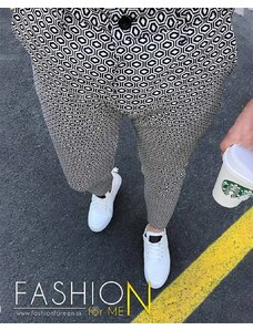 Fashionformen Extravagantní pánské elegantní kalhoty černobílé DJP42