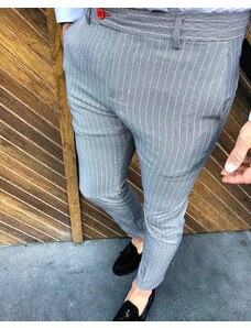 Fashionformen Luxusní pánské proužkované kalhoty šedé DJPE68 Exclusive