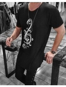 Fashionformen Stylově prodloužené pánské tričko černé OT SS Clef