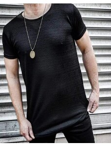 Fashionformen Stylové pánské vzorované tričko černé OT SS