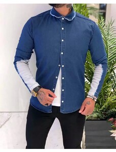 Fashionformen Stylová pánská riflová košile modrá MR Chic
