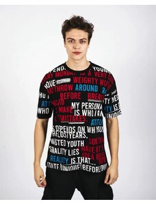 Fashionformen Černé pánské tričko OX Words