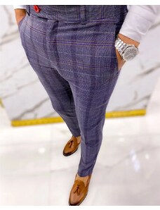 Fashionformen Luxusní pánské kárované kalhoty DJPE82 Exclusive