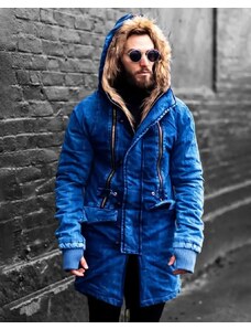 Fashionformen Zimní pánská riflová bunda parka modrá OJ Denim