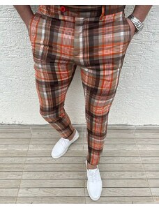 Fashionformen Luxury men's checkered pants oranžové DJPE20 Exclusive