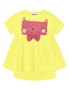 Winkiki Kids Wear Dívčí šaty Cat - žlutá