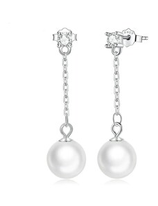 GRACE Silver Jewellery Stříbrné náušnice s perlou a zirkony Anna, stříbro 925/1000