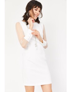 Lafaba Dámské bílé krajkové mini tužkové šaty