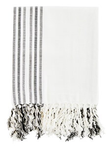 Madam Stoltz Bavlněný ručník s třásněmi Off White 100×180 cm