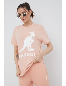 Bavlněné tričko Kangol růžová barva, KLEU005.D-116