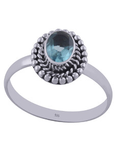 Stříbrný prsten s přírodním topazem a lemováním - Meucci SDR160
