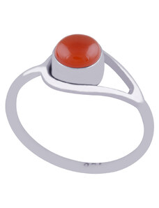 Stříbrný prsten s přírodním kulatým karneolem v oku - Meucci SDR126