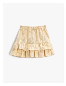 Koton Above the Knee Skirt With Shiny Frilled Elastic Waist.