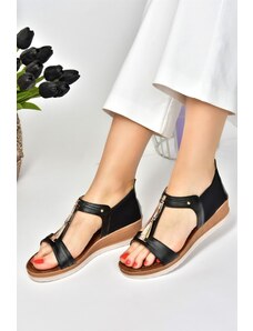 Fox Shoes Black Women's Low-heeled Daily Sandals