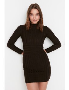 Trendyol Brown Brown Mini Knitwear High Neck Dress