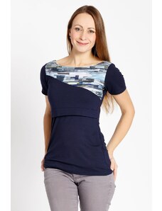 Krásná mamka Kojicí tričko Navy stripes VISKÓZA