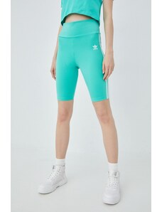 Kraťasy adidas Originals Adicolor HE9503 dámské, zelená barva, s aplikací, high waist, HE9503-HIREGR