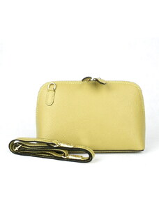 Malá pevná kožená crossbody kabelka Vera Pelle no. 75 žluto-zelená