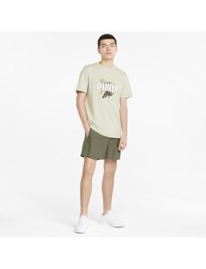 Summer PUMA Graphic Woven Shorts 5 Dark Green Moss