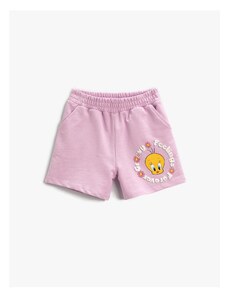 Koton Tweety Printed Shorts Licensed Elastic Waist Cotton.