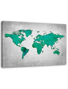 Gario Obraz na plátně Zelená mapa světa na betonu Rozměry: 60 x 40 cm