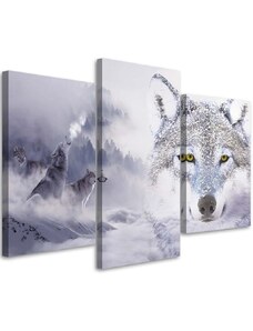 Gario Obraz na plátně Bílý vlk před horami - 3 dílný Rozměry: 60 x 40 cm