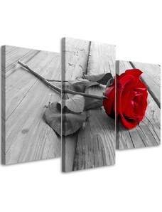 Gario Obraz na plátně Červená růže - 3 dílný Rozměry: 60 x 40 cm