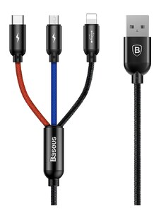 USB napájecí kabel Baseus - micro USB, USB-C, Lightning (120 cm)