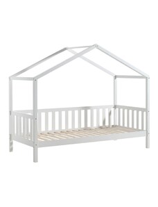 Bílá borovicová dětská postel Vipack Dallas se zábranou 90 x 200 cm