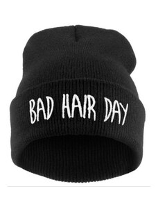 STYLCO Zimní čepice s vtipným nápisem 'Bad Hair Day' - černá barva