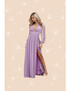 EVA & LOLA Společenské šaty pro družičky PERINE fialkové Barva: Fialová,