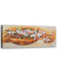 Gario Obraz na plátně Zahradní květiny v kulaté váze Rozměry: 90 x 30 cm